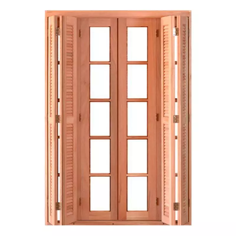 Porta Balcão Pantográfica Quadriculada Com Veneziana Reto de Eucalip - 1
