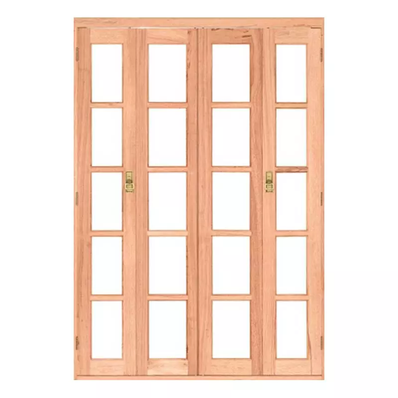 Porta Balcão Pantográfica Quadriculada Reto de Madeira Eucalipto Batentes de 12 CM Esel Esquadrias