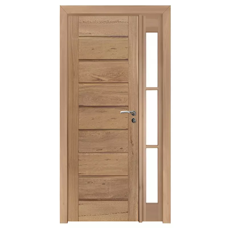 Porta de Madeira Maciça PE301 Para Vidro Lateral de Cedro Arana Baten - 1