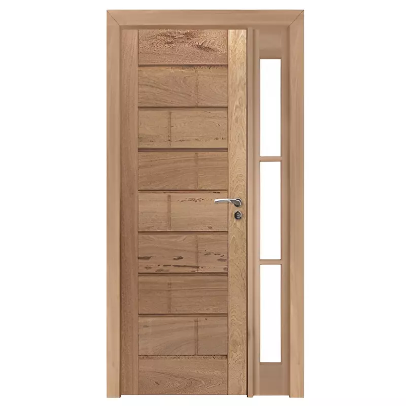 Porta de Madeira Maciça PE302 Para Vidro Lateral de Cedro Arana  Bate - 1