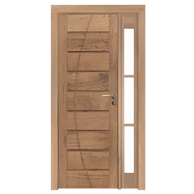 Porta de Madeira Maciça PE305 Para Vidro Lateral de Cedro Arana Baten - 1