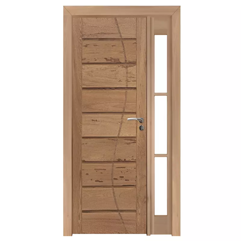 Porta de Madeira Maciça PE306 Para Vidro Lateral de Cedro Arana  Bate - 1