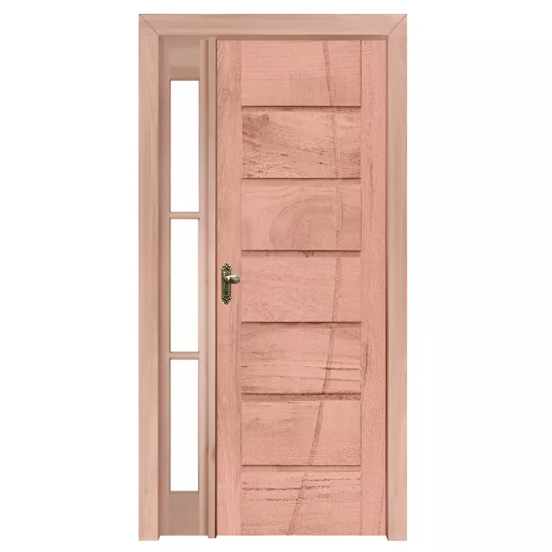 Porta de Madeira Maciça PE33 FR305 Para Vidro Lateral de Eucalipto Ba - 0