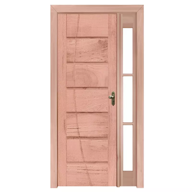 Porta de Madeira Maciça PE33 FR305 Para Vidro Lateral de Eucalipto Ba - 1