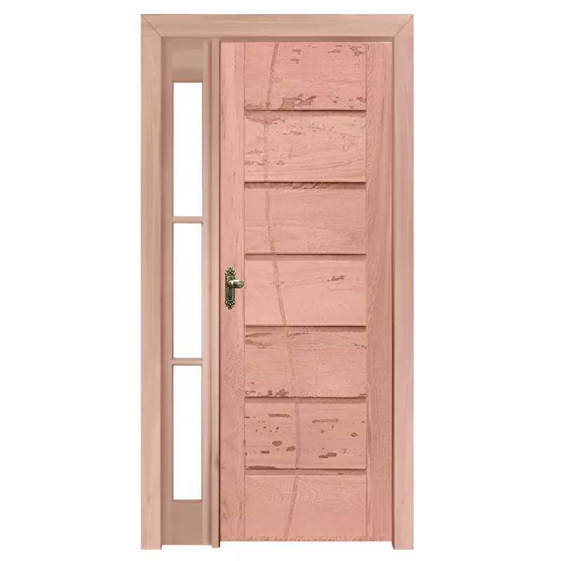 Porta de Madeira Maciça PE33 FR306 Para Vidro Lateral de Eucalipto Ba - 0