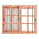 Janela de Madeira Vitro de Correr Quadriculado Grade e Tela Mosquiteiro 2 Folhas Móveis Reto Eucalipto Batentes de 16 CM Esel Esquadrias