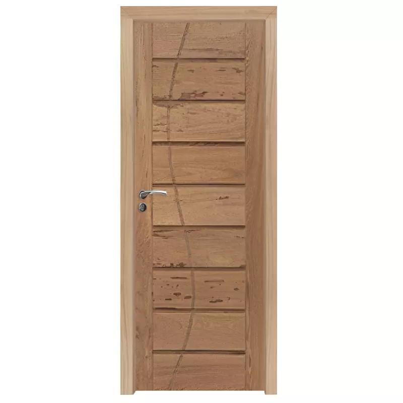 Porta de Madeira Maciça PE306 de Cedro Arana Batentes de 12 CM Linha - 0