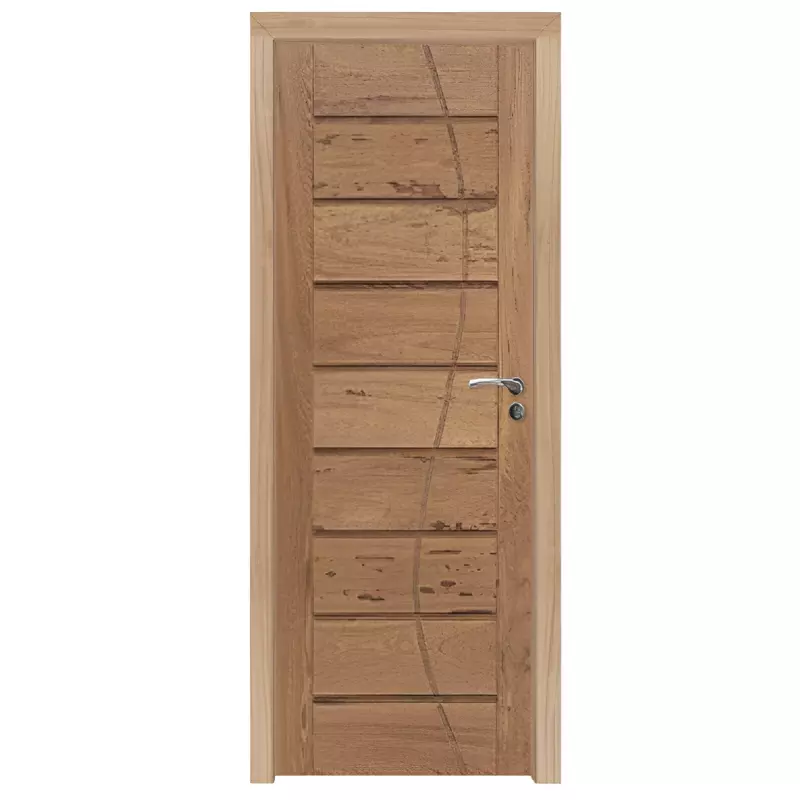 Porta de Madeira Maciça PE306 de Cedro Arana Batentes de 12 CM Linha - 1