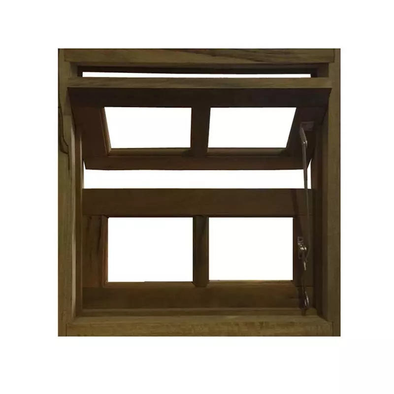 Janela de Madeira Vitro Basculante Reto de Itaúba Batentes de 14 CM Esquadrias Longo