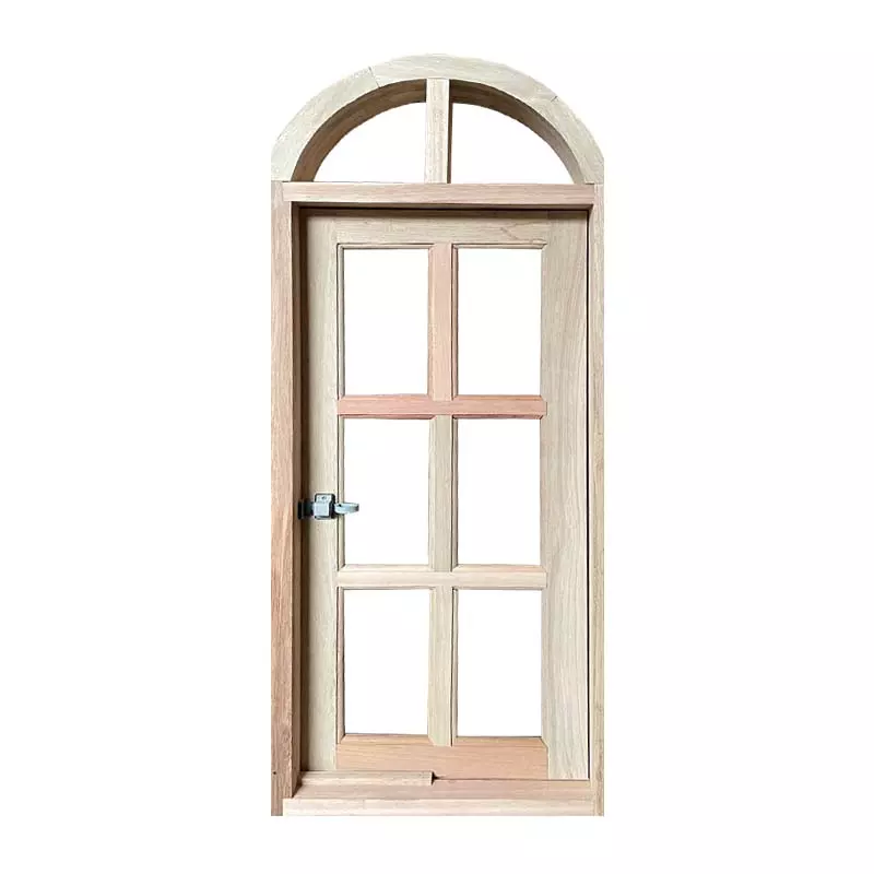 Janela de Madeira Vitro Capelinha Pivotante em Arco Padrão Cedro Batentes de 14 CM Esquadrias Longo