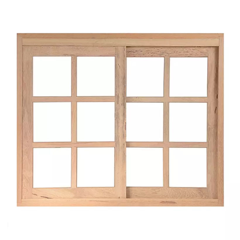 Janela de Madeira Vitro de Correr Quadriculado Reto 2 Folhas de Cedro Arana Batentes de 14 CM Esquadrias Longo