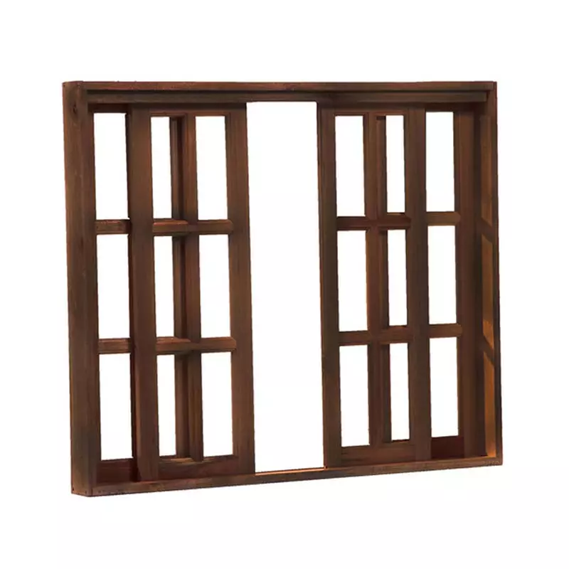 Janela de Madeira Vitro de Correr Quadriculado Reto de Itaúba Batentes de 14 CM Esquadrias Longo