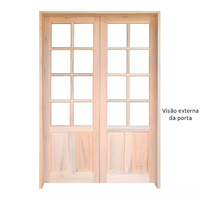 Porta Balcão de Abrir Meia Almofada Reta de Madeira Padrão Cedro Bat - 1