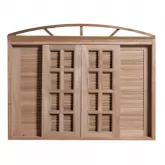 Janela de Madeira Veneziana de Correr em Arco de Cedro Arana Batentes de 14 CM Esquadrias Longo