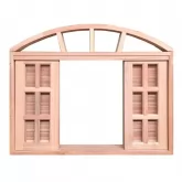 Janela de Madeira Veneziana de Correr em Arco Padrão Cedro Batentes de 14 CM Esquadrias Longo