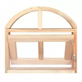 Janela de Madeira Vitro Basculante em Arco Padrão Cedro Batentes de 14 CM Esquadrias Longo