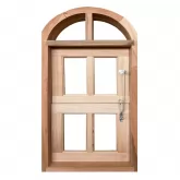 Janela de Madeira Vitro Capelinha Basculante em Arco Padrão Cedro Batentes de 10 CM Esquadrias Longo