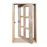 Janela de Madeira Vitro Capelinha Pivotante Reto de Cedro Arana Batentes de 14 CM Esquadrias Longo