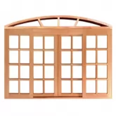 Janela de Madeira Vitro de Correr Quadriculado em Arco de Cedro Arana Batentes de 14 CM Esquadrias Longo