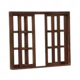 Janela de Madeira Vitro de Correr Quadriculado Reto de Itaúba Batentes de 14 CM Esquadrias Longo