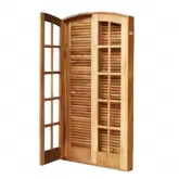 Porta Balcão de Abrir / Abrir de Madeira Itaúba em Arco Batentes de 14 CM Esquadrias Longo
