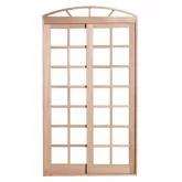 Porta Balcão de Correr de Madeira Cedro Arana 2 Folhas Em Arco Batentes de 14 CM Esquadrias Longo