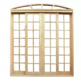 Porta Balcão de Correr de Madeira Cedro Arana Quadriculada em Arco Batentes de 14 CM Esquadrias Longo