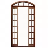 Porta Balcão de Correr de Madeira Itaúba Quadriculada em Arco Batentes de 14 CM Esquadrias Longo