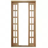 Porta Balcão de Correr de Madeira Itaúba Quadriculada Reto Batentes de 10 CM Esquadrias Longo