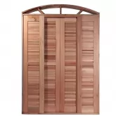 Porta Balcão de Correr de Madeira Itaúba Veneziana em Arco Batentes de 14 CM Esquadrias Longo