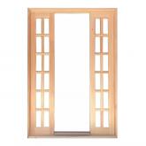 Porta Balcão de Correr de Madeira Padrão Cedro Quadriculada Reto Batentes de 14 CM Esquadrias Longo