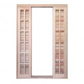 Porta Balcão de Correr de Madeira Padrão Cedro Veneziana Reto Batentes de 14 CM Esquadrias Longo