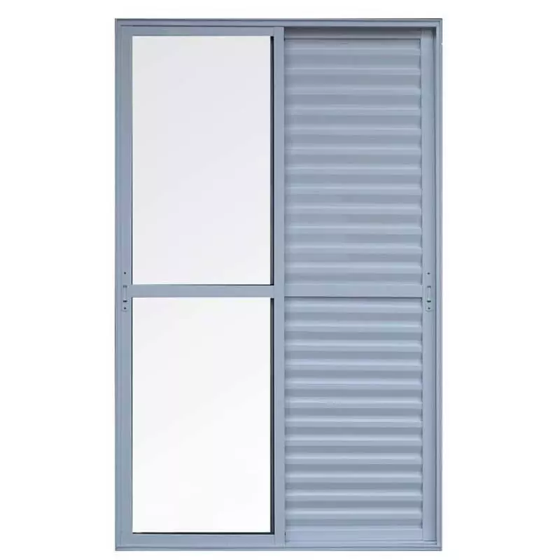Porta Balcão de Correr com Veneziana de Alumínio Branco 3 Folhas Mó - 1