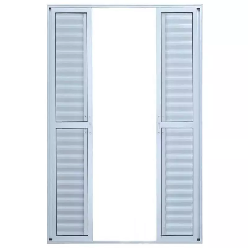 Porta Balcão de Correr com Veneziana de Alumínio Branco 6 Folhas Hal - 0