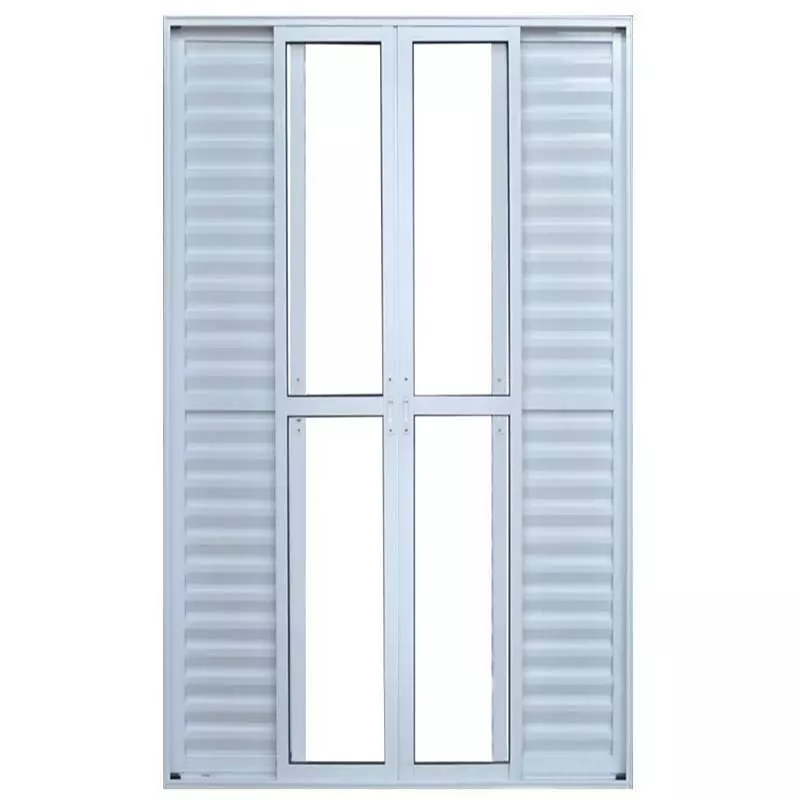 Porta Balcão de Correr com Veneziana de Alumínio Branco 6 Folhas Hal - 1