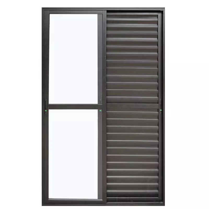 Porta Balcão de Correr com Veneziana de Alumínio Preto 3 Folhas Móv - 0