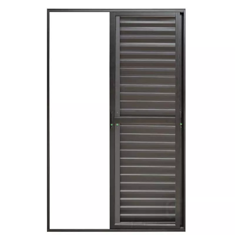 Porta Balcão de Correr com Veneziana de Alumínio Preto 3 Folhas Móv - 1