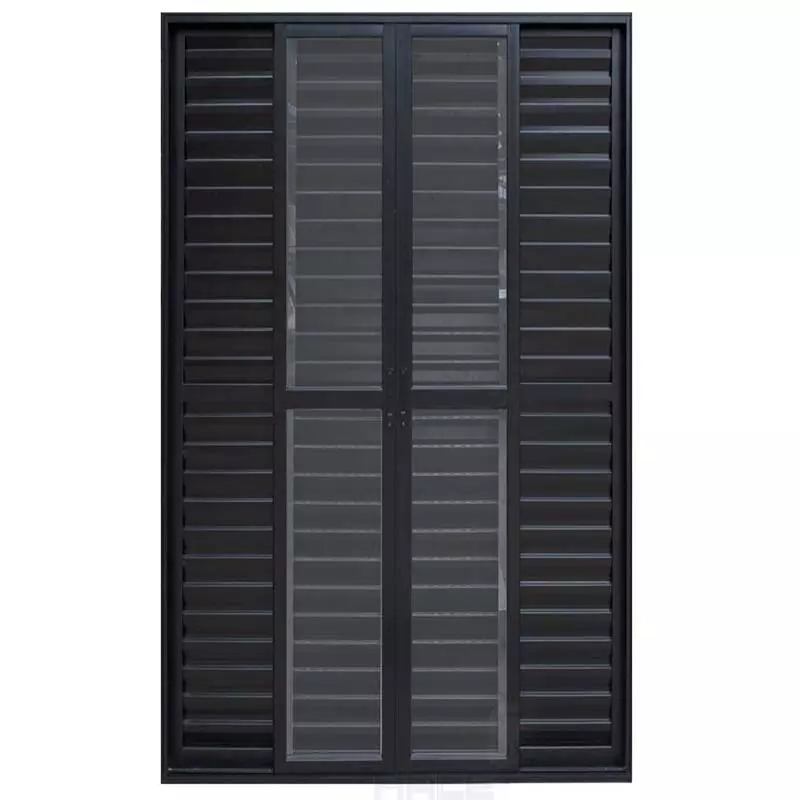 Porta Balcão de Correr com Veneziana de Alumínio Preto 6 Folhas Hale - 2
