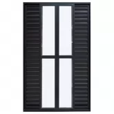 Porta Balcão de Correr com Veneziana de Alumínio Preto 6 Folhas Hale Esquadrias