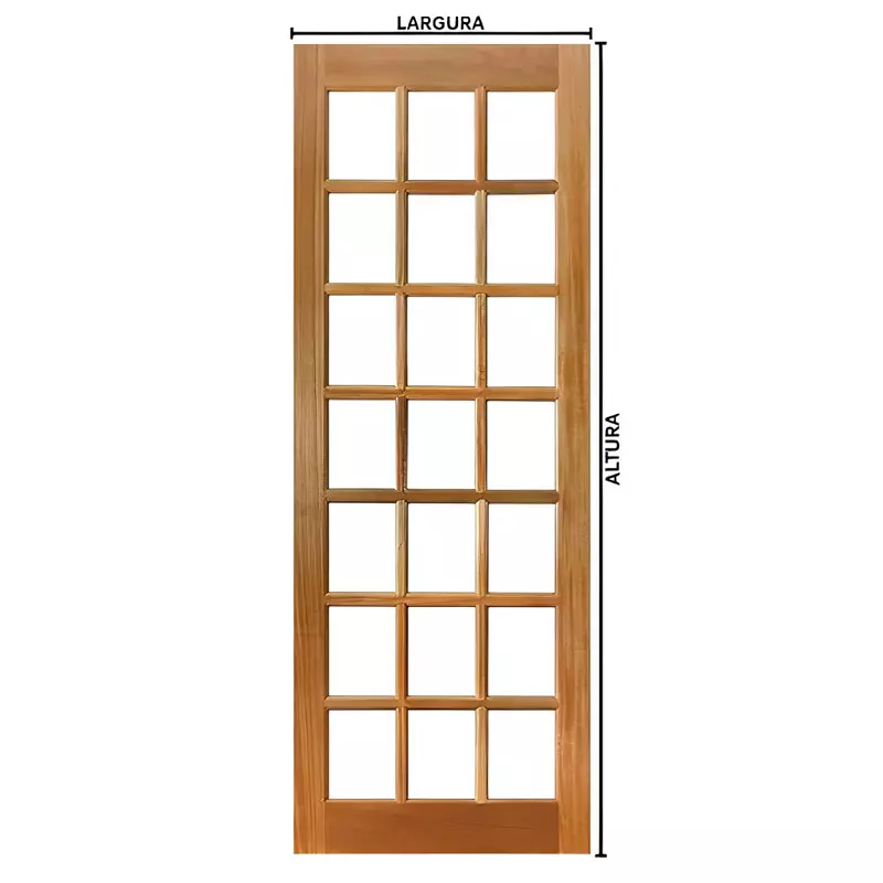 Folha de Porta de Madeira Maciça AD para Vidros de Tauari Mapaf - 1