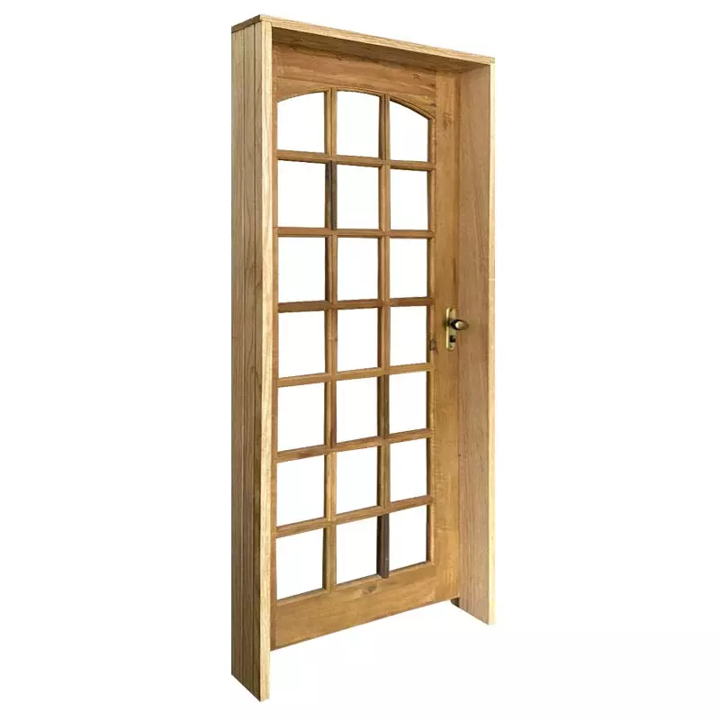 Porta de Madeira Maciça Quadriculada Batentes de 14 CM Rodam Itaúba - 3