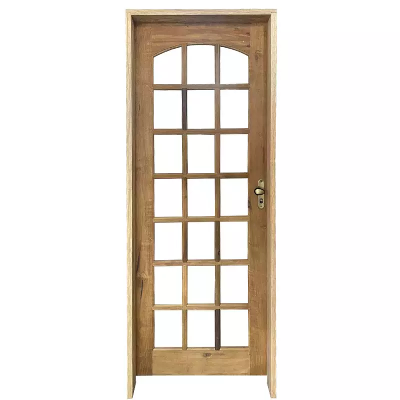Porta de Madeira Maciça Quadriculada Batentes de 14 CM Rodam Itaúba - 2