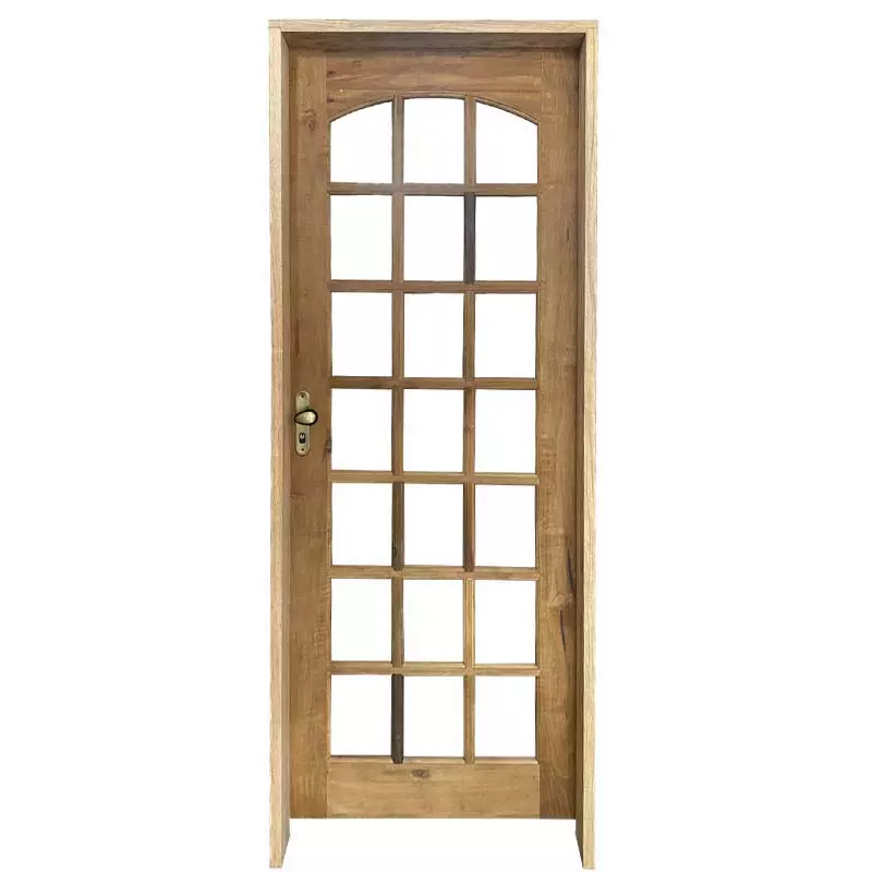 Porta de Madeira Maciça Quadriculada Batentes de 14 CM Rodam Itaúba - 0