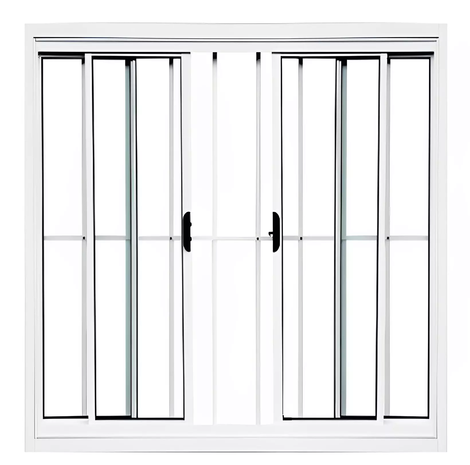 Janela de Alumínio Branco Vitro de Correr 4 Folhas Com Grade CMC Esquadrias Linha Modular - 1.20 (L) X 1.20 (A)