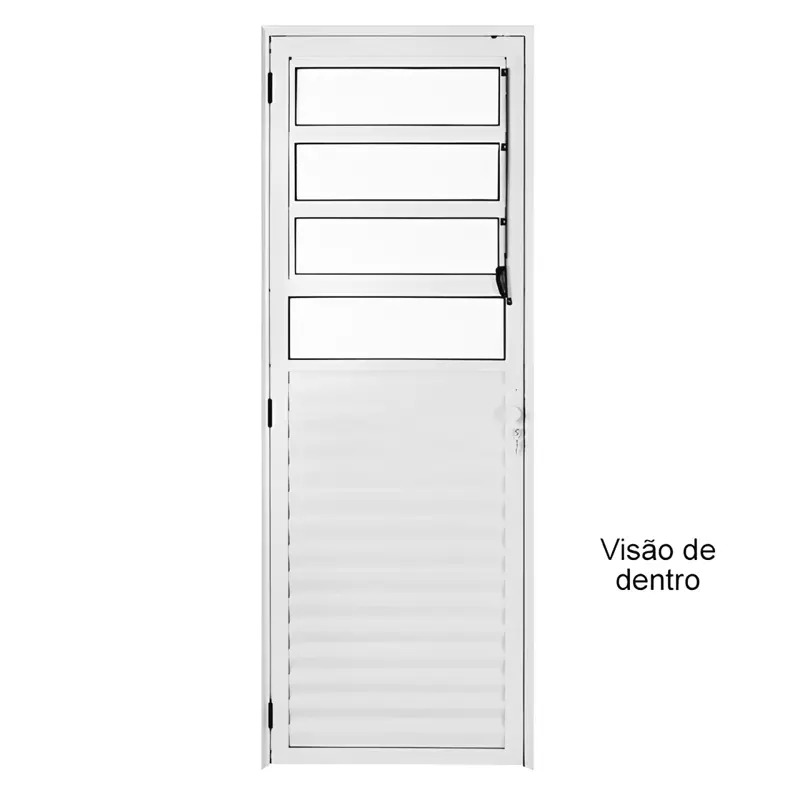 Porta de Alumínio Branco Palheta CMC Esquadrias Linha Modular - 2.10 - 1