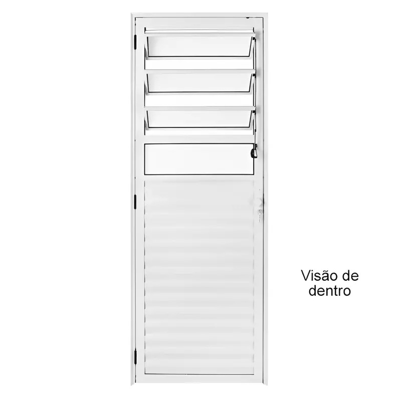 Porta de Alumínio Branco Palheta CMC Esquadrias Linha Modular - 2.10 - 2
