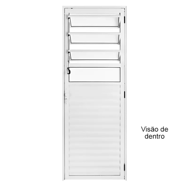 Porta de Alumínio Branco Palheta CMC Esquadrias Linha Modular - 2.10 - 3
