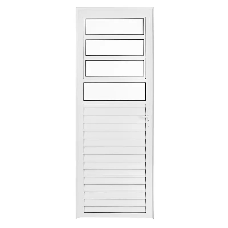 Porta de Alumínio Branco Palheta CMC Esquadrias Linha Modular - 2.10 - 4