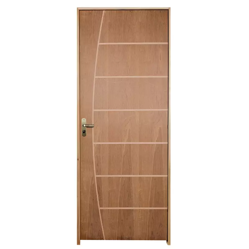 Porta de Madeira Semi-Oca Padrão Imbuia Belíssima Frisada Batentes d - 0