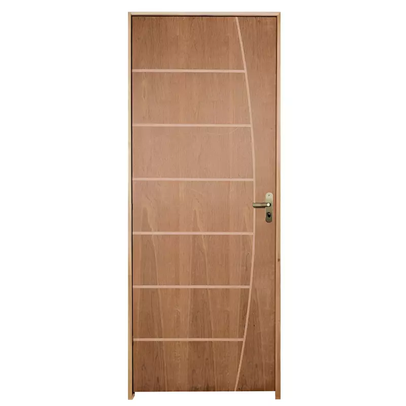 Porta de Madeira Semi-Oca Padrão Imbuia Belíssima Frisada Batentes d - 1